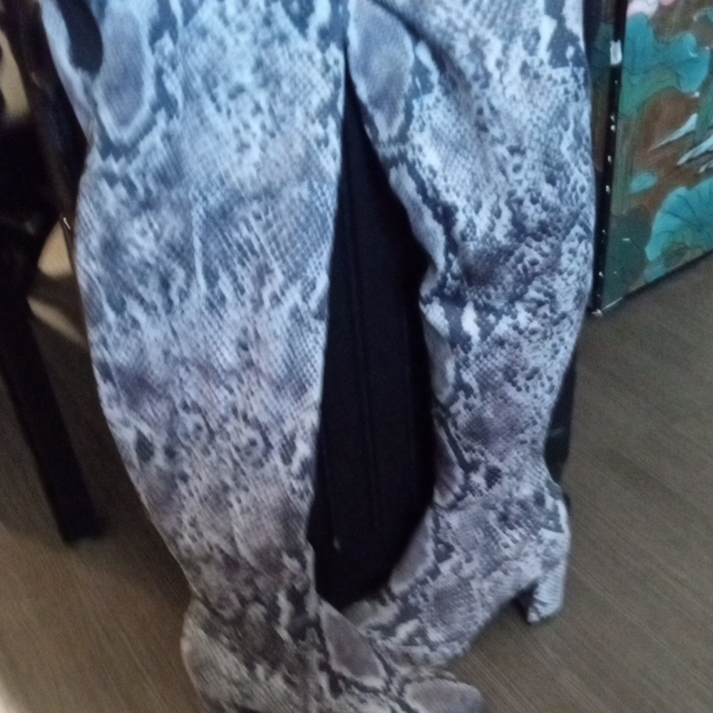 Marc Fisher Gray Snake Print Over the Knee Boots